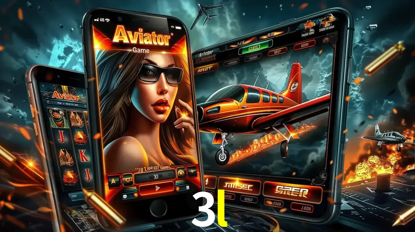O popular jogo de apostas Aviator exibido em vários celulares e tablets, mostrando a interface emocionante e a ação de voo disponíveis para jogar agora no 3l.