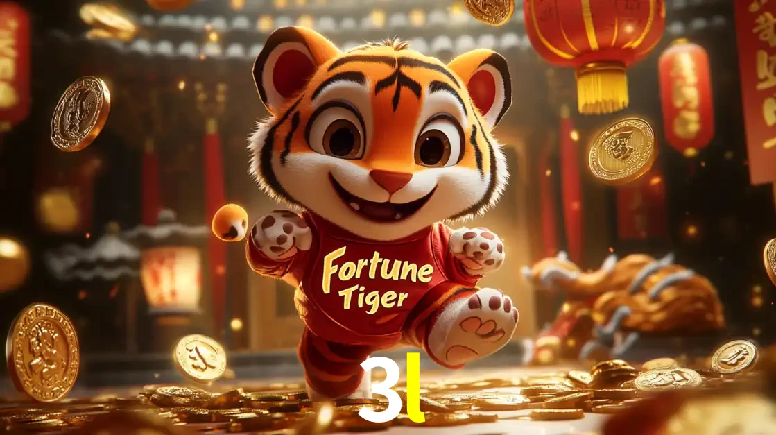 O alegre personagem do Fortune Tiger correndo sobre um caminho de moedas de ouro, simbolizando os grandes prêmios e a diversão do popular jogo de slot do 3l.